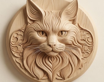 Cat Portrait STL File, Decorative Wood Wall Art