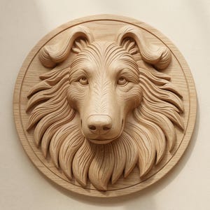 Collie Dog STL for CNC Router, 3D Printable Collie Wall Relief Plaque