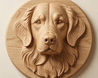 Golden Retriever CNC STL File for Router Carving, Dog Relief Wood Model