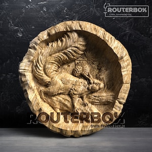 Pequeno esquilo no modelo STL de relevo de árvore para roteador CNC e carpintaria, bom para gravura artística, escultura 3D, projeto de decoração de casa DIY