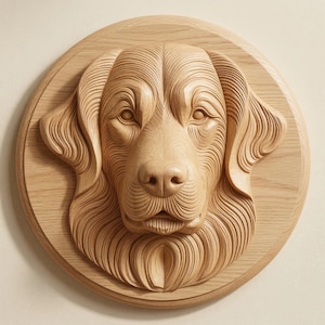 Golden Retriever Wall Art STL for CNC Router, Dog Relief Wood Carving File