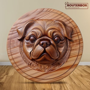 Pug Dog 3D Print Ready STL Model: CNC Router & Wood Carving (Digital Download)