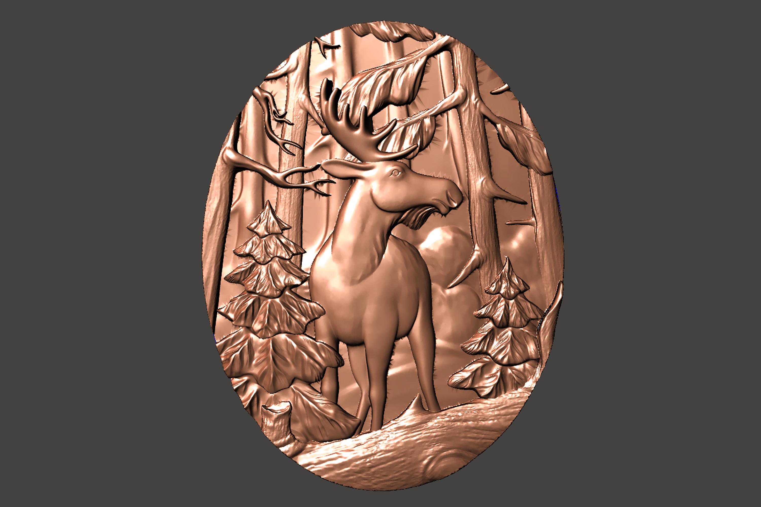 Deer in Forest 3D STL Model: CNC Router, Wood Carving (digital Download ...