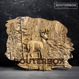 Deer Landscape Relief 3D STL Model: CNC Router Carving (Digital Download)