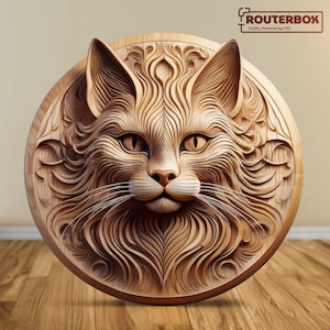 Cat 3D STL-model voor houtwerk met CNC-router, ideaal voor 3D-printen, harskunst, siliconengieten en decoratief knutselwerk