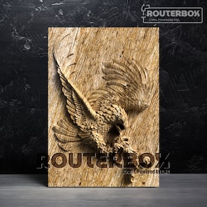 Modelo 3D STL de relieve de águila cazadora para enrutador CNC y carpintería: perfecto para grabado artístico, tallado 3D y proyectos de decoración del hogar de bricolaje