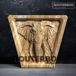 Modelo STL de relevo de cabeça de elefante com chifres para roteador CNC e marcenaria - perfeito para gravura artística, escultura 3D, projetos de decoração de casa DIY
