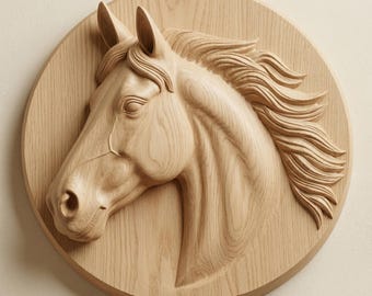 Horse Portrait STL File for CNC Router, Clean Wood Relief Art