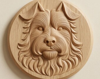 Silky Terrier Dog Memorial STL File, CNC Wood Carving Relief Model