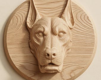 Doberman Head STL for CNC Router, 3D Printable Guard Dog Relief Art