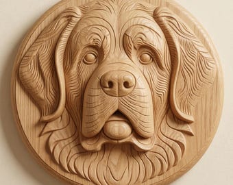 Saint Bernard Dog Relief STL CNC Router File for Wood Carving | Pet Portrait