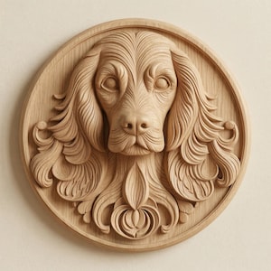 Cocker Spaniel Dog Relief STL, CNC Router Carving Wall Decor