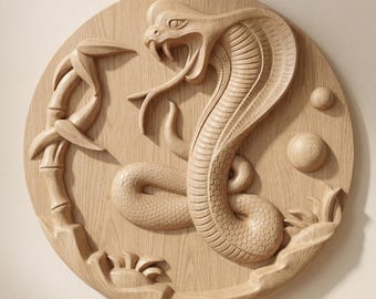 Cobra Relief STL File for CNC Router Wood Carving, Snake Wall Art 3D Model