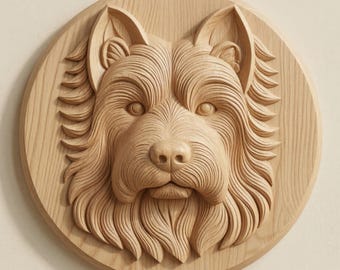 Silky Terrier Dog Memorial STL File, CNC Wood Carving Relief Model (Digital Download)