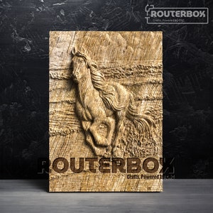 Modelo STL 3D en relieve de caballo corriendo para enrutador CNC y carpintería, perfecto para grabado artístico, tallado 3D, proyectos de decoración del hogar DIY
