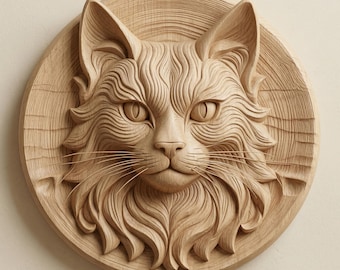 Cat Relief STL Model for CNC Wood Carving and 3d Printing