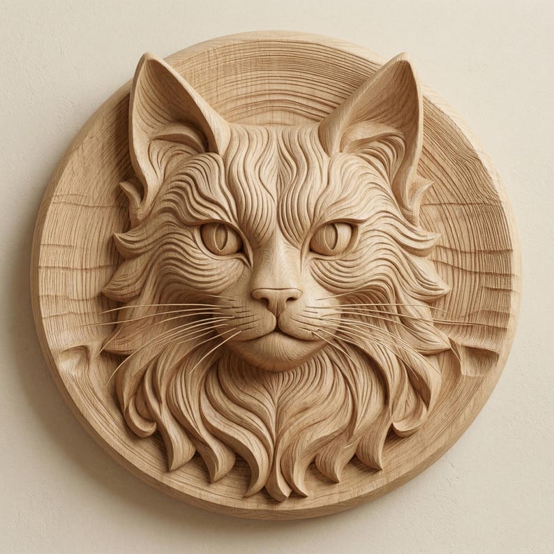 Cat Relief STL Model for CNC Wood Carving and 3d Printing - Etsy