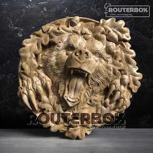 Modelo 3D STL en relieve de oso grizzly para fresadora CNC y carpintería: perfecto para grabado artístico, tallado 3D y proyectos de decoración del hogar de bricolaje