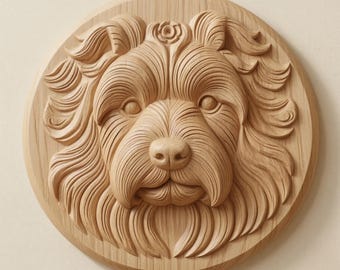 Silky Terrier Dog Relief STL File, CNC Router Wood Carving Model