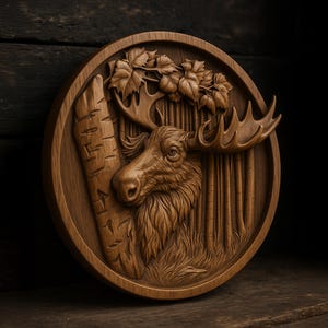 Modelo 3D STL de relevo de alce real para entalhe em madeira CNC – Arte de parede de cabana rústica | Gravura de vida selvagem para marceneiros e modelo de decoração de parede faça você mesmo
