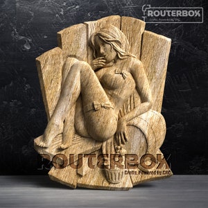 Sexy Frauen and Bierfass: Einzigartige Holz Dekoration für CNC-Fräser - Tolle Gravuren & Unverwechselbar, Dekor, 3D Druck, 3D Schnitzerei Projekte