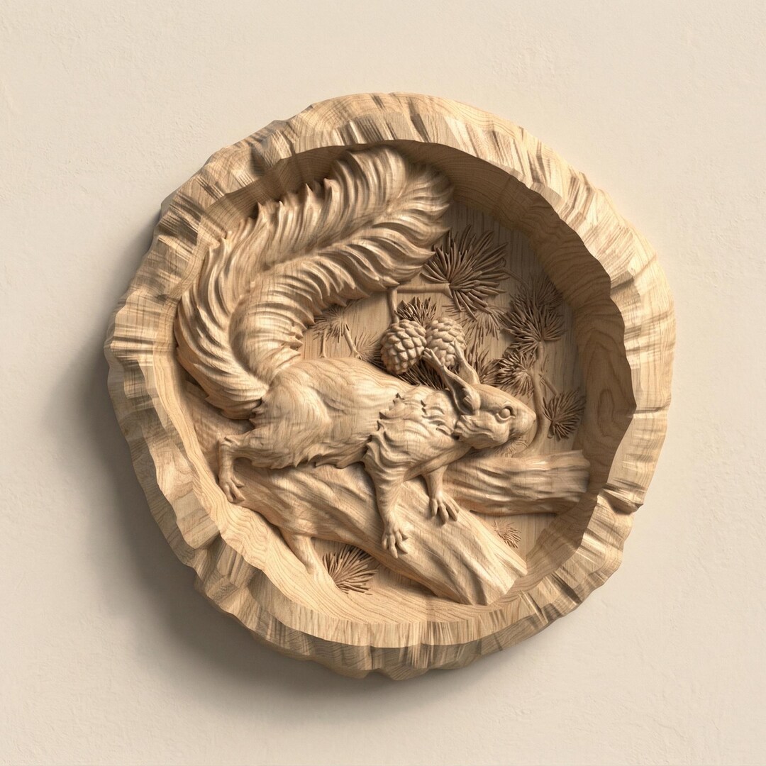 Squirrel Relief STL File for CNC Router Rustic Woodland Wall Art - Etsy