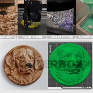 Golden Retriever Dog, An exquisite STL model ideal for **CNC cutting**. This design captures the breed's joyful personality, making it a wonderful addition to your home decor that resonates with dog lovers.
