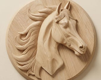 Pferdekopf STL-Datei für CNC-Fräser, klassische Reiterholzkunst
