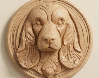 Cocker Spaniel Dog STL for CNC Router, 3D Printable Dog Breed Wall Plaque