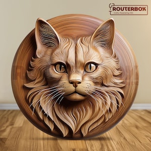 Elegant Cat STL-bestand voor CNC-frezen, 3D-printen, houtsnijwerk, kunsthars en siliconen gietwerk voor artistiek decor, commercieel gebruik.