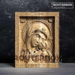 Talla de madera de la Virgen María y el Niño Jesús: exquisito modelo STL 3D para Artcam, Aspire, enrutador CNC, impresión 3D, inspiradoras creaciones religiosas de bricolaje