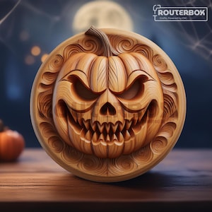 Calabaza misteriosa y sonriente STL, perfecta para impresión 3D, tallado de madera, ideal para impresión de resina y proyectos de Halloween, uso comercial.