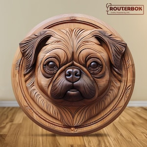Charming Pug Dog 3D Model STL for CNC Cutting (Digital Download)