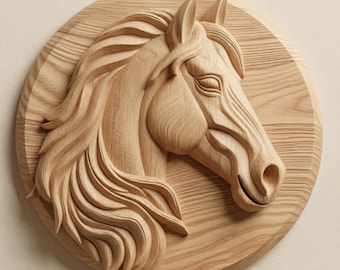 Horse Head STL File for CNC Router, Balanced Wood Relief Art