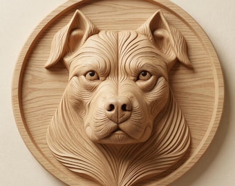 Relieffil för Pitbullhund i STL-format för CNC-fräs, träsniderifil med reliefmotiv