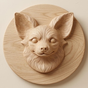 Chihuahua Pet Portrait STL, CNC Relief Carving, 3D Printable Dog Wall Art