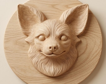 Chihuahua Pet Portrait STL, CNC Relief Carving, 3D Printable Dog Wall Art