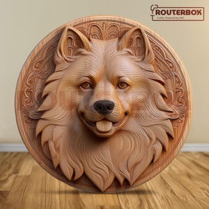 Samojede Hund 3D-Druck bereit STL für Harzdruck, perfekt für Holzschnitzerei- und CNC-Fräserprojekte, ideal für DIY-Wohnkultur.