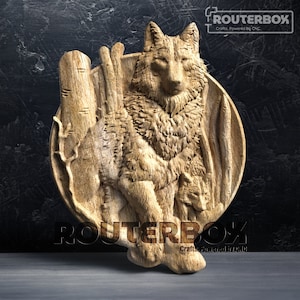 Alpha Wolf and the Followers: A Wild Pack's Tale - Modelo STL en relieve para enrutador CNC, grabado artístico, tallado 3D y proyecto de decoración del hogar DIY