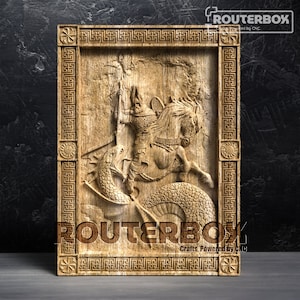 Horse Cavalry vs Dragon 3D STL Model for CNC Router (Digital Download)