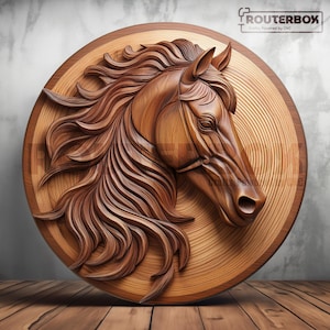 Cavalo com crina esvoaçante modelo 3D STL para escultura CNC, impressão 3D, impressão em resina, gravura e projetos DIY, uso comercial para toda a vida