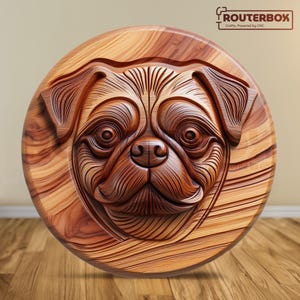 Mops Realistisches STL-Modell für 3D-Druck, geeignet für Holzschnitzerei und Harzdruck, perfekt für DIY-Wohnkultur und CNC-Fräser.