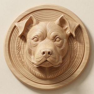 Pitbull Dog Relief STL for CNC Router | Wood Carving File | Dog Breed Wall Decor