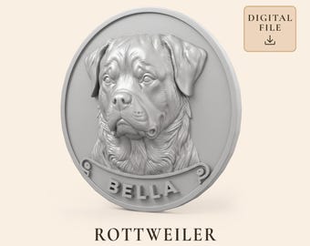 Rottweiler Dog STL with Personalized Name Plaque