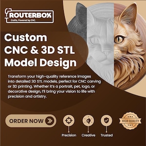 Servicio de diseño de modelos 3D Cnc Stl personalizados: convierta sus imágenes 2D en modelos detallados CNC e imprimibles en 3D. Envíenos un mensaje por mensaje privado antes de comenzar