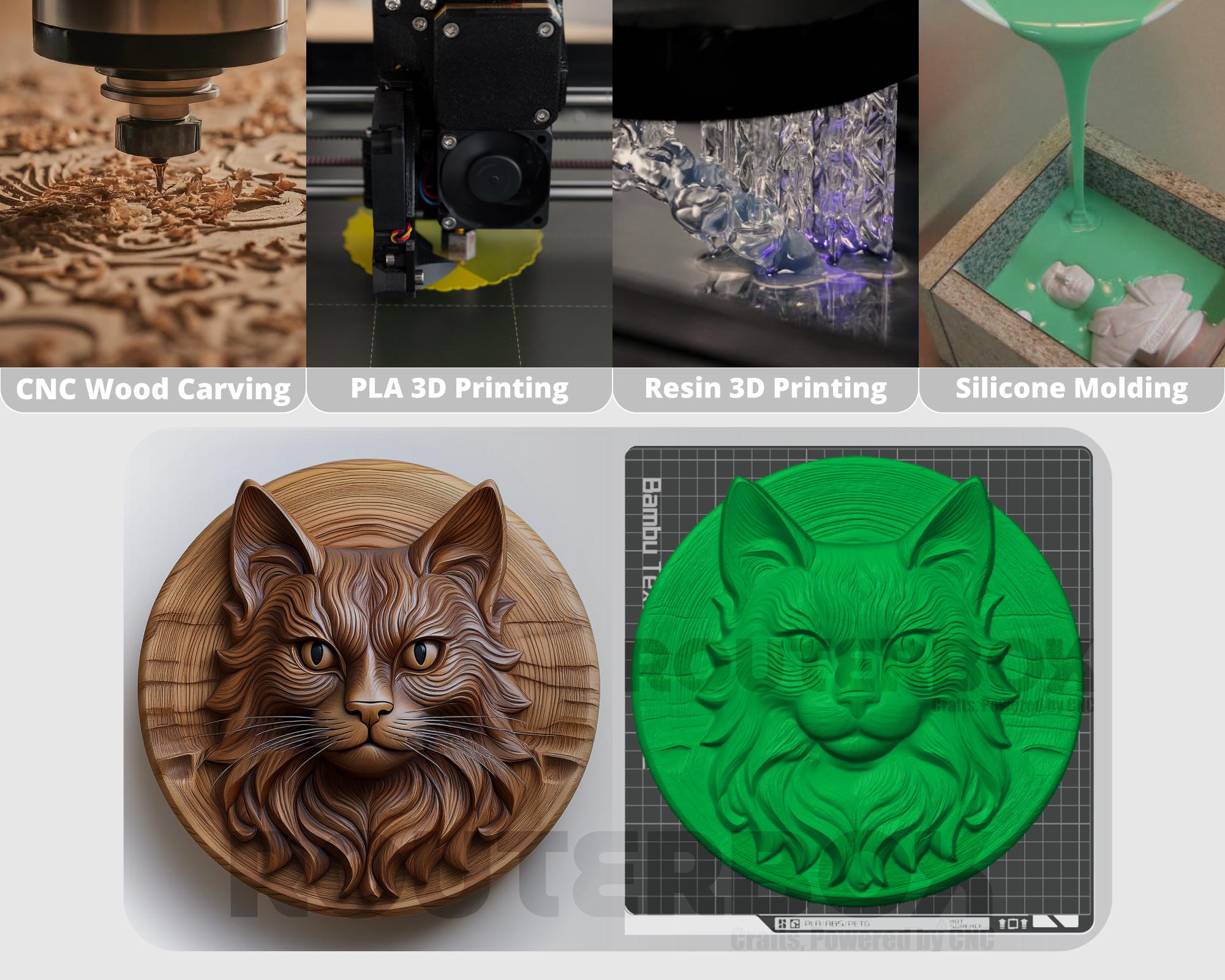 Cat Relief STL Model for CNC Wood Carving and 3d Printing - Etsy