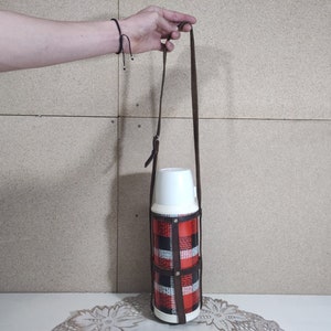 Vintage thermos - Thermos with strap - Thermos for hot and cold drinks - Tourist thermos - Vacuum flask for travel - Camping equipment