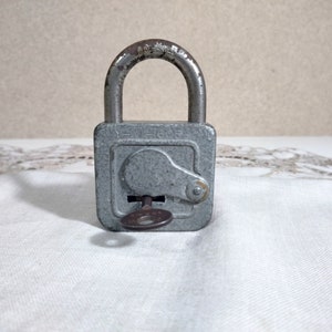 Vintage Germany padlock 1970s - Padlock with key - Large metal padlock - Working padlock - Security - Decor - Perfect gift