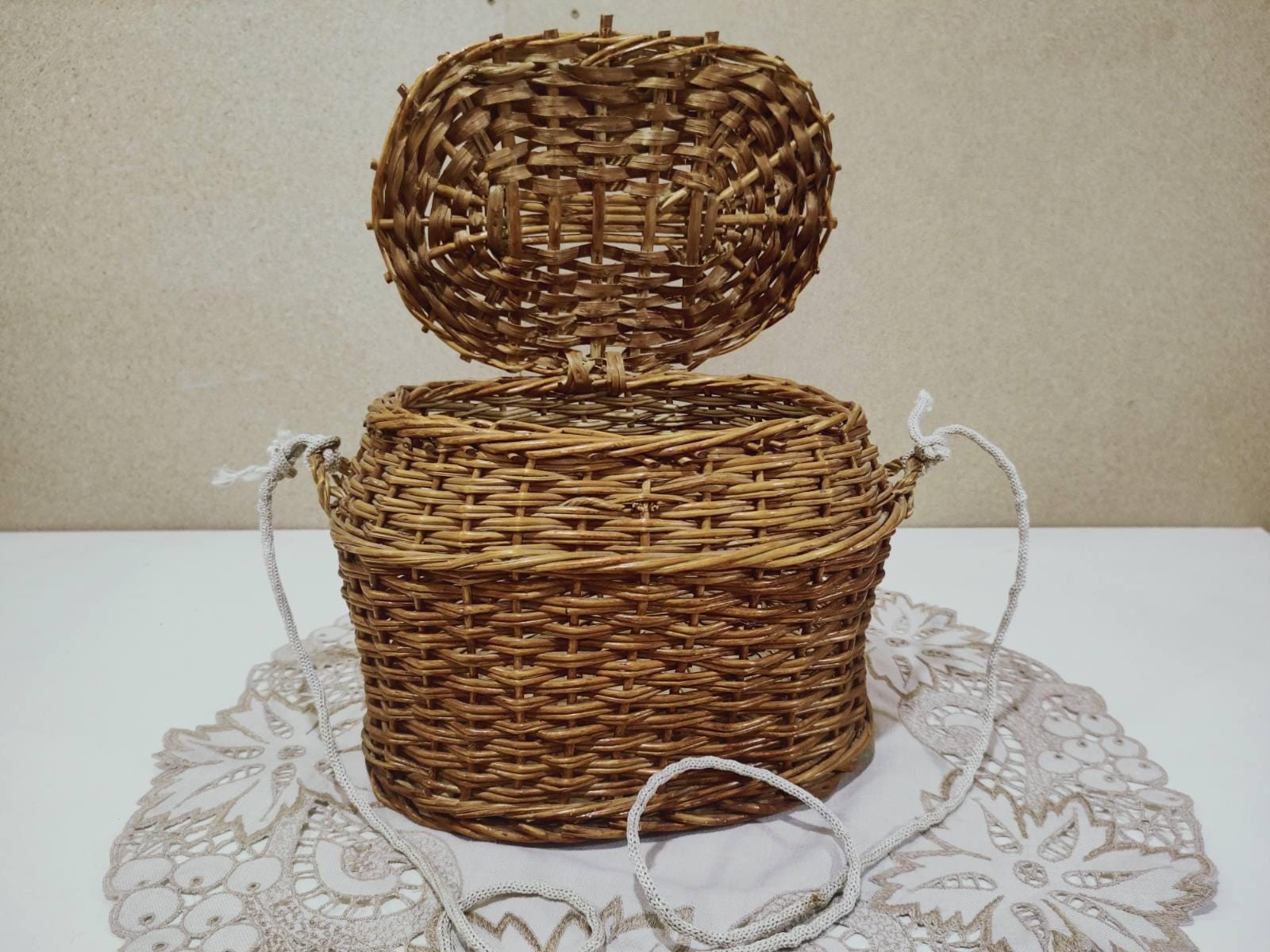 1 pièce Panier mural en osier suspendu, décor rustique de
