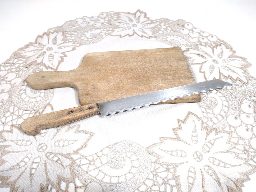 Vintage Bread Knife Knife of Stainless Steel Brown Wood Etsy